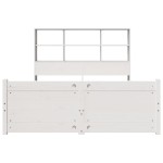 vidaXL Pat cu bibliotecă fără saltea, alb, 160x200 cm, lemn masiv pin