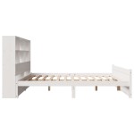 vidaXL Pat cu bibliotecă fără saltea, alb, 160x200 cm, lemn masiv pin