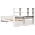 vidaXL Pat cu bibliotecă fără saltea, alb, 160x200 cm, lemn masiv pin