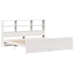 vidaXL Pat cu bibliotecă fără saltea, alb, 200x200 cm, lemn masiv pin vidaXL Pat cu bibliotecă fără saltea, alb, 200x200 cm, lemn masiv pin
