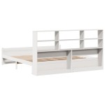 vidaXL Pat cu bibliotecă fără saltea, alb, 200x200 cm, lemn masiv pin vidaXL Pat cu bibliotecă fără saltea, alb, 200x200 cm, lemn masiv pin