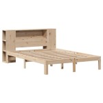 vidaXL Pat cu bibliotecă fără saltea, 135x190 cm, lemn masiv de pin vidaXL Pat cu bibliotecă fără saltea, 135x190 cm, lemn masiv de pin