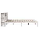 vidaXL Pat cu bibliotecă fără saltea, alb, 140x200 cm, lemn masiv pin vidaXL Pat cu bibliotecă fără saltea, alb, 140x200 cm, lemn masiv pin