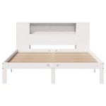 vidaXL Pat cu bibliotecă fără saltea, alb, 150x200 cm, lemn masiv pin vidaXL Pat cu bibliotecă fără saltea, alb, 150x200 cm, lemn masiv pin