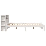 vidaXL Pat cu bibliotecă fără saltea, alb, 160x200 cm, lemn masiv pin