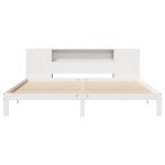 vidaXL Pat cu bibliotecă fără saltea, alb, 200x200 cm, lemn masiv pin vidaXL Pat cu bibliotecă fără saltea, alb, 200x200 cm, lemn masiv pin