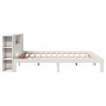 vidaXL Pat cu bibliotecă fără saltea, alb, 200x200 cm, lemn masiv pin vidaXL Pat cu bibliotecă fără saltea, alb, 200x200 cm, lemn masiv pin