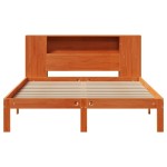 vidaXL Pat cu bibliotecă fără saltea, maro, 120x190 cm, lemn masiv pin vidaXL Pat cu bibliotecă fără saltea, maro, 120x190 cm, lemn masiv pin