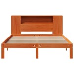 vidaXL Pat cu bibliotecă fără saltea maro 140x190 cm lemn masiv de pin