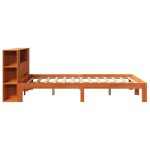 vidaXL Pat cu bibliotecă fără saltea, maro, 120x200 cm, lemn masiv pin vidaXL Pat cu bibliotecă fără saltea, maro, 120x200 cm, lemn masiv pin