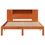 vidaXL Pat cu bibliotecă fără saltea maro 140x200 cm lemn masiv de pin