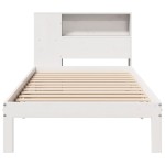 vidaXL Pat cu bibliotecă fără saltea, alb, 75x190 cm, lemn masiv pin vidaXL Pat cu bibliotecă fără saltea, alb, 75x190 cm, lemn masiv pin