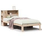 vidaXL Pat cu bibliotecă fără saltea, 90x190 cm, lemn masiv de pin vidaXL Pat cu bibliotecă fără saltea, 90x190 cm, lemn masiv de pin