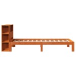 vidaXL Pat cu bibliotecă fără saltea, maro, 100x200 cm, lemn masiv pin vidaXL Pat cu bibliotecă fără saltea, maro, 100x200 cm, lemn masiv pin
