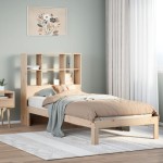 vidaXL Pat cu bibliotecă fără saltea, 90x190 cm, lemn masiv de pin vidaXL Pat cu bibliotecă fără saltea, 90x190 cm, lemn masiv de pin