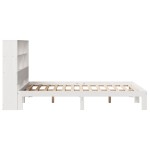 vidaXL Pat cu bibliotecă fără saltea, alb, 140x190 cm, lemn masiv pin