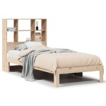 vidaXL Pat cu bibliotecă fără saltea, 90x200 cm, lemn masiv pin vidaXL Pat cu bibliotecă fără saltea, 90x200 cm, lemn masiv pin