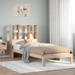 vidaXL Pat cu bibliotecă fără saltea, 90x200 cm, lemn masiv pin vidaXL Pat cu bibliotecă fără saltea, 90x200 cm, lemn masiv pin
