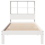 vidaXL Pat cu bibliotecă fără saltea, alb, 90x200 cm, lemn masiv pin vidaXL Pat cu bibliotecă fără saltea, alb, 90x200 cm, lemn masiv pin
