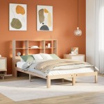 vidaXL Pat cu bibliotecă fără saltea, 160x200 cm, lemn masiv de pin vidaXL Pat cu bibliotecă fără saltea, 160x200 cm, lemn masiv de pin
