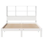 vidaXL Pat cu bibliotecă fără saltea, alb, 160x200 cm, lemn masiv pin
