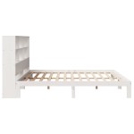 vidaXL Pat cu bibliotecă fără saltea, alb, 200x200 cm, lemn masiv pin