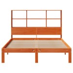 vidaXL Pat cu bibliotecă fără saltea, maro, 120x190 cm, lemn masiv pin vidaXL Pat cu bibliotecă fără saltea, maro, 120x190 cm, lemn masiv pin