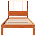 vidaXL Pat cu bibliotecă fără saltea, maro, 100x200 cm, lemn masiv pin vidaXL Pat cu bibliotecă fără saltea, maro, 100x200 cm, lemn masiv pin
