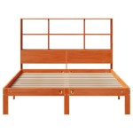 vidaXL Pat cu bibliotecă fără saltea, maro, 120x200 cm, lemn masiv pin vidaXL Pat cu bibliotecă fără saltea, maro, 120x200 cm, lemn masiv pin