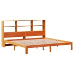vidaXL Pat cu bibliotecă fără saltea maro 180x200 cm lemn masiv de pin