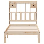 vidaXL Pat cu bibliotecă fără saltea, 90x190 cm, lemn masiv de pin vidaXL Pat cu bibliotecă fără saltea, 90x190 cm, lemn masiv de pin