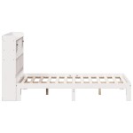 vidaXL Pat cu bibliotecă fără saltea, alb, 140x190 cm, lemn masiv pin vidaXL Pat cu bibliotecă fără saltea, alb, 140x190 cm, lemn masiv pin