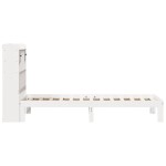 vidaXL Pat cu bibliotecă fără saltea, alb, 90x200 cm, lemn masiv pin vidaXL Pat cu bibliotecă fără saltea, alb, 90x200 cm, lemn masiv pin