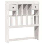 vidaXL Pat cu bibliotecă fără saltea, alb, 90x200 cm, lemn masiv pin vidaXL Pat cu bibliotecă fără saltea, alb, 90x200 cm, lemn masiv pin