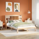 vidaXL Pat cu bibliotecă fără saltea, 140x200 cm, lemn masiv de pin vidaXL Pat cu bibliotecă fără saltea, 140x200 cm, lemn masiv de pin
