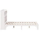 vidaXL Pat cu bibliotecă fără saltea, alb, 140x200 cm, lemn masiv pin vidaXL Pat cu bibliotecă fără saltea, alb, 140x200 cm, lemn masiv pin