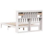 vidaXL Pat cu bibliotecă fără saltea, alb, 140x200 cm, lemn masiv pin vidaXL Pat cu bibliotecă fără saltea, alb, 140x200 cm, lemn masiv pin