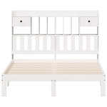 vidaXL Pat cu bibliotecă fără saltea, alb, 160x200 cm, lemn masiv pin vidaXL Pat cu bibliotecă fără saltea, alb, 160x200 cm, lemn masiv pin