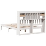 vidaXL Pat cu bibliotecă fără saltea, alb, 160x200 cm, lemn masiv pin vidaXL Pat cu bibliotecă fără saltea, alb, 160x200 cm, lemn masiv pin