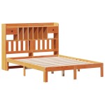 vidaXL Pat cu bibliotecă fără saltea maro 140x190 cm lemn masiv de pin