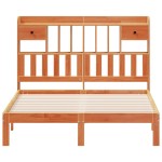 vidaXL Pat cu bibliotecă fără saltea maro 140x190 cm lemn masiv de pin
