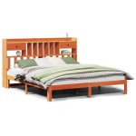 vidaXL Pat cu bibliotecă fără saltea maro 180x200 cm lemn masiv de pin