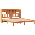 vidaXL Pat cu bibliotecă fără saltea maro 180x200 cm lemn masiv de pin