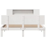 vidaXL Pat cu bibliotecă fără saltea, alb, 140x200 cm, lemn masiv pin vidaXL Pat cu bibliotecă fără saltea, alb, 140x200 cm, lemn masiv pin