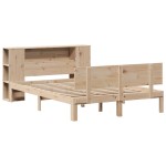 vidaXL Pat cu bibliotecă fără saltea, 150x200 cm, lemn masiv de pin