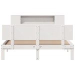 vidaXL Pat cu bibliotecă fără saltea, alb, 150x200 cm, lemn masiv pin vidaXL Pat cu bibliotecă fără saltea, alb, 150x200 cm, lemn masiv pin