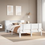 vidaXL Pat cu bibliotecă fără saltea, alb, 160x200 cm, lemn masiv pin vidaXL Pat cu bibliotecă fără saltea, alb, 160x200 cm, lemn masiv pin