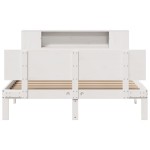 vidaXL Pat cu bibliotecă fără saltea, alb, 160x200 cm, lemn masiv pin vidaXL Pat cu bibliotecă fără saltea, alb, 160x200 cm, lemn masiv pin