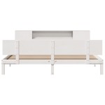 vidaXL Pat cu bibliotecă fără saltea, alb, 200x200 cm, lemn masiv pin