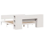 vidaXL Pat cu bibliotecă fără saltea, alb, 200x200 cm, lemn masiv pin